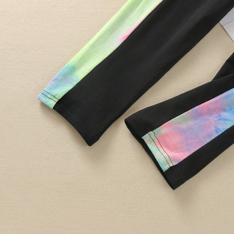 2-piece Kid Girl Ruffle-sleeve Tie-dye Print Hoodie and Tie-dye Print Pants Set Multi-color big image 3