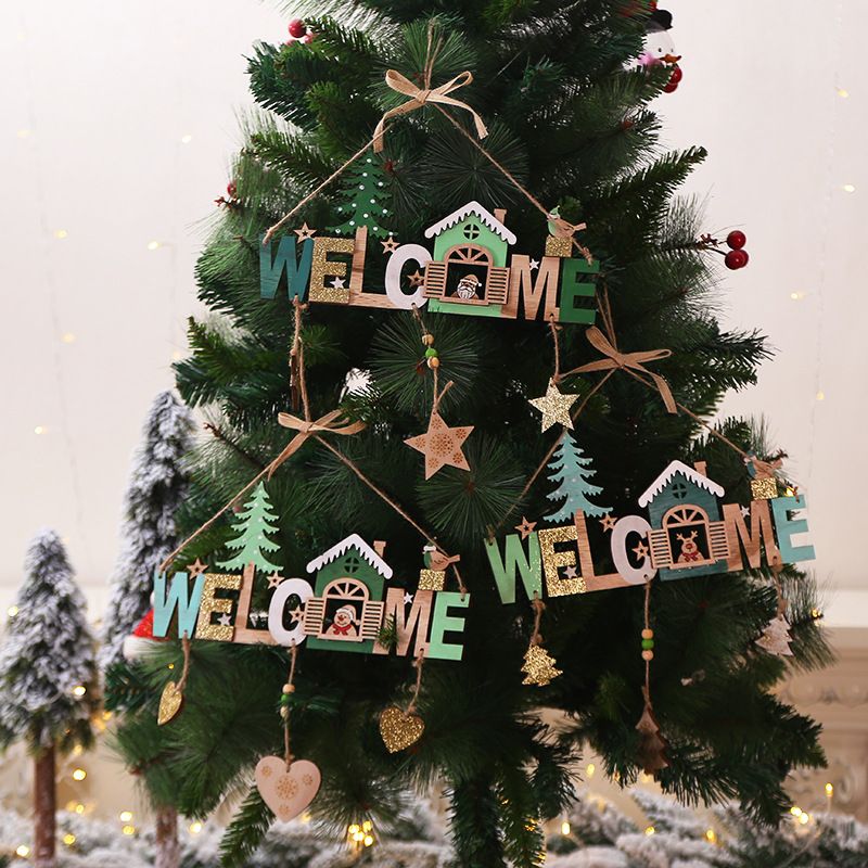 Christmas Welcome Design Doorplate Tree Decoration  White big image 2