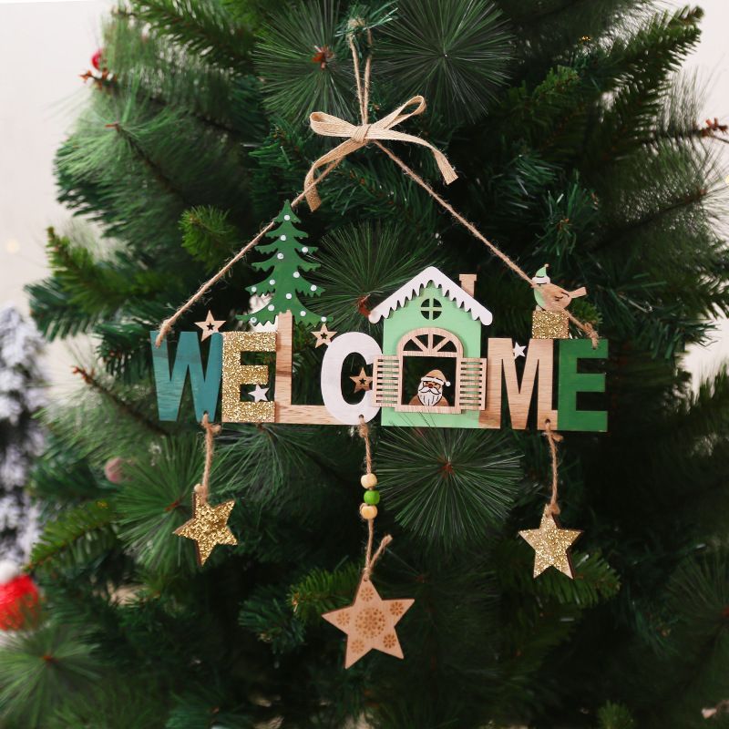 Christmas Welcome Design Doorplate Tree Decoration  White big image 3