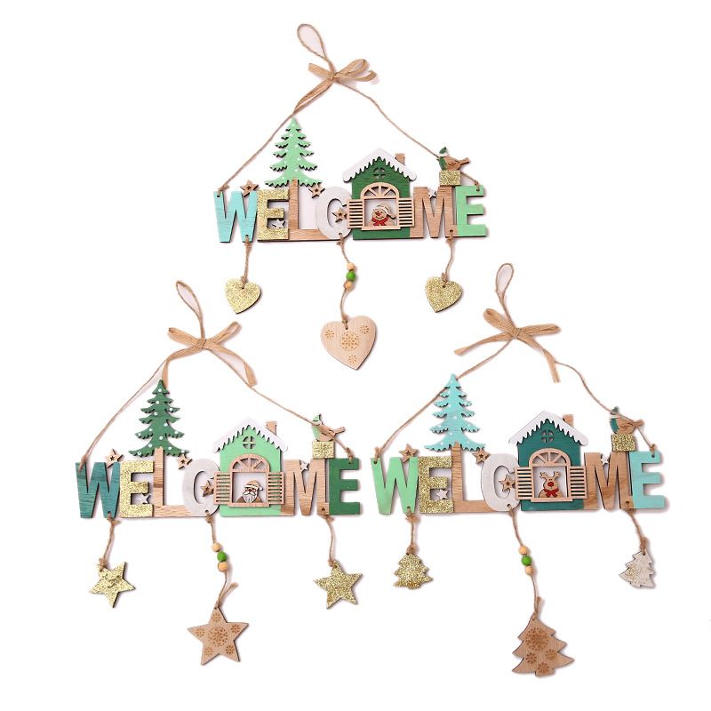Christmas Welcome Design Doorplate Tree Decoration  White
