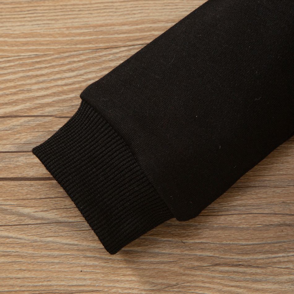 2pcs Baby Boy Bear Embroidered Ruffle Long-sleeve Sweatshirt and Plaid Pants Set Black big image 5