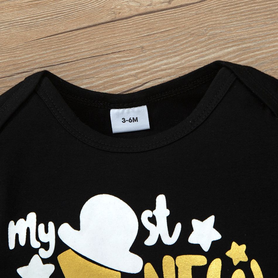 Ano Novo 3 unidades Bebé Unissexo Casual Manga comprida Conjunto para bebé Preto big image 3