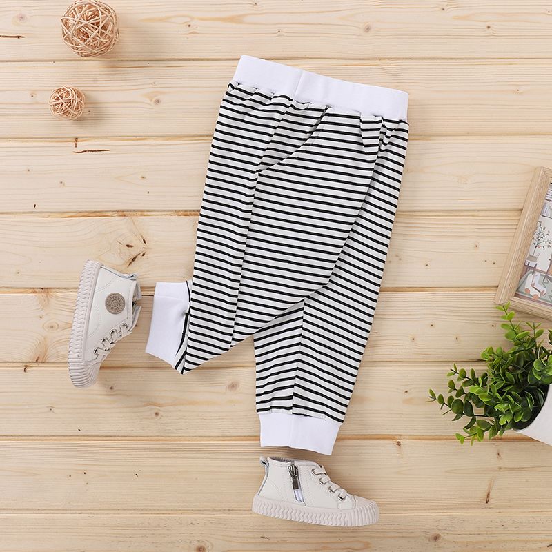 stripe impressão emenda do bebê calças casuais harem pants Branco big image 2