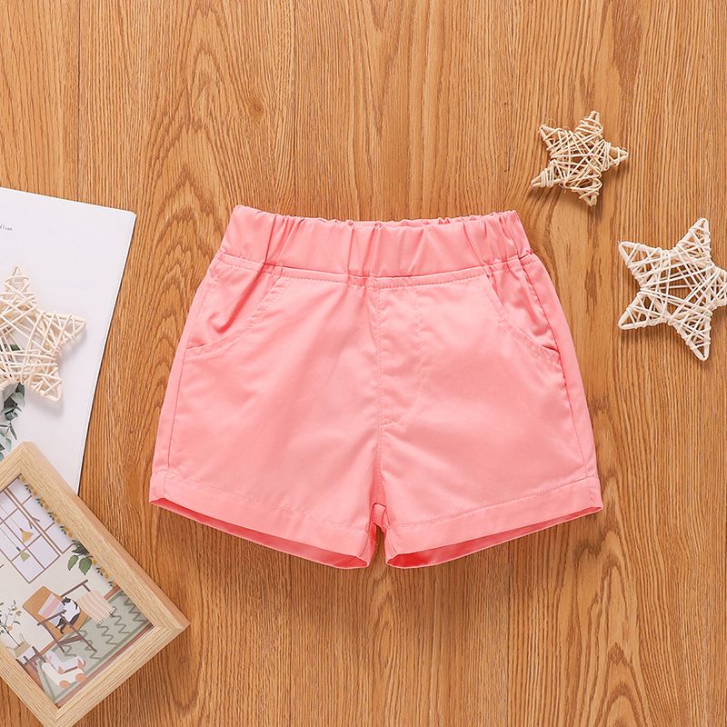 100% Cotton Solid Color Baby Shorts Light Pink