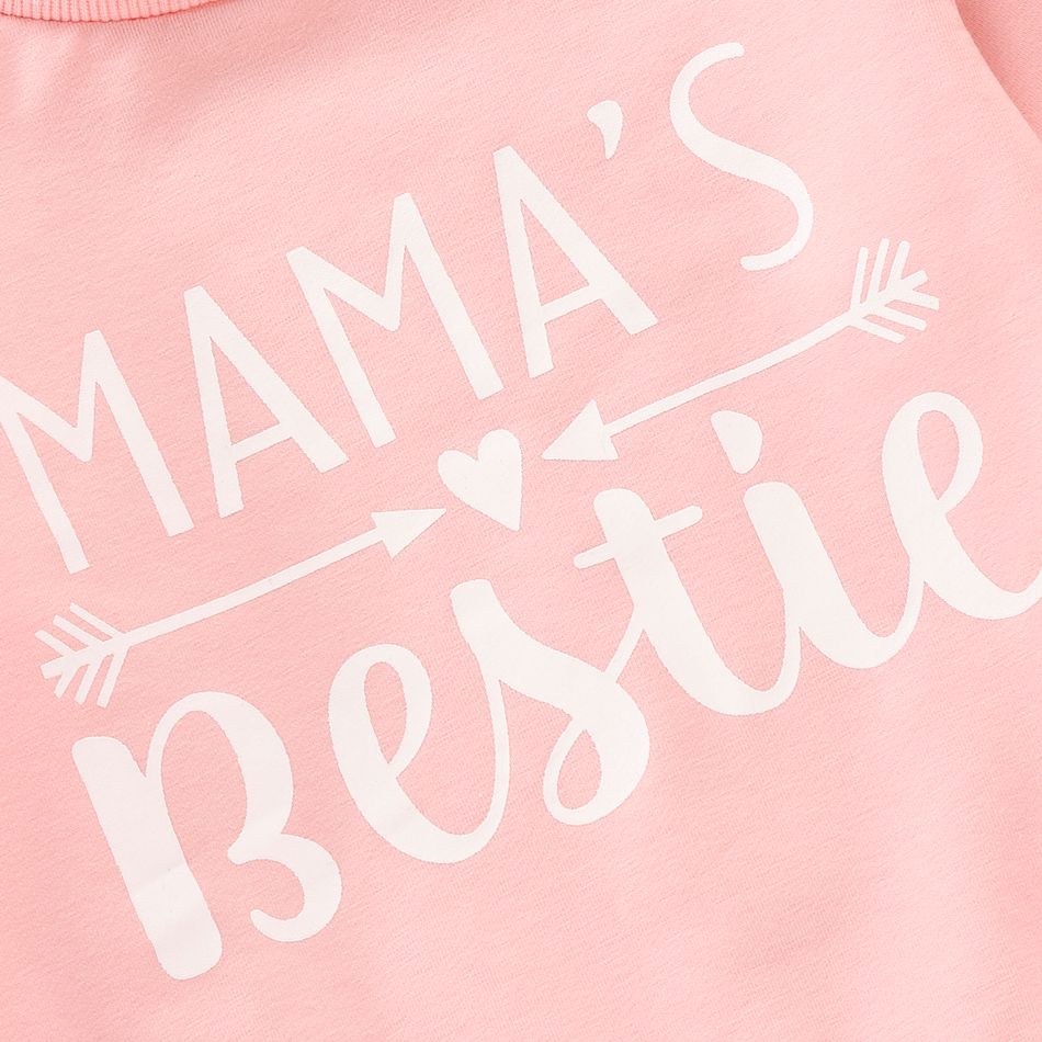 Letter Print Long-sleeve Pink Baby Pullover Top Pink big image 5
