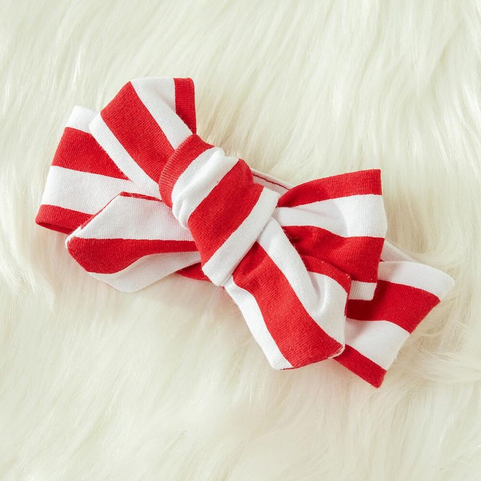 Baby 2pcs Christmas Letter Print and Striped Red Long-sleeve Jumpsuit Set Red big image 2