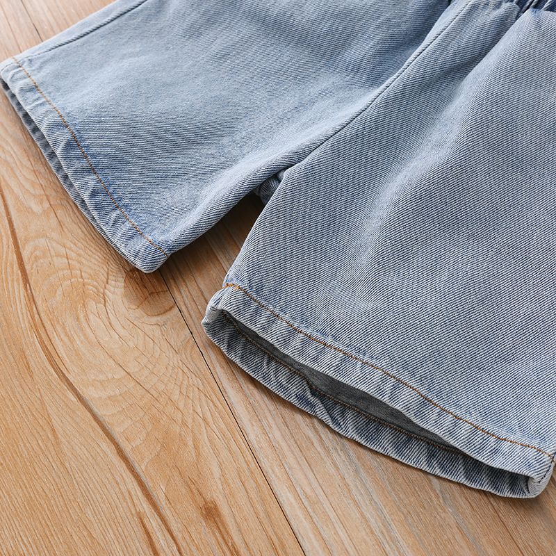 2-piece Toddler Boy Letter Splice Tee and Denim Shorts Set Color block big image 8