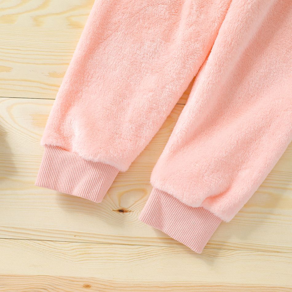 2-piece Toddler Girl Cat Pattern Fuzzy Pullover and Pink Pants Set Light Pink big image 8