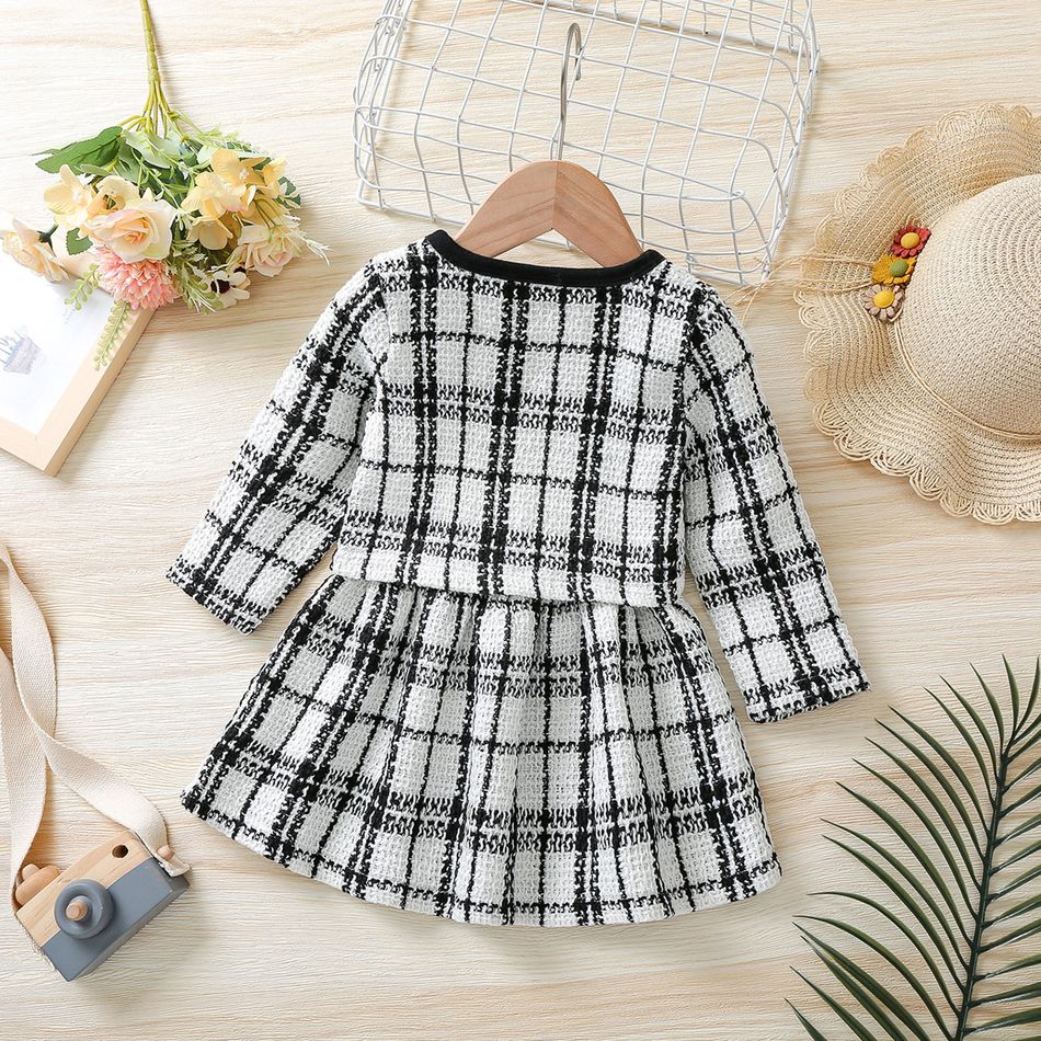 2 pièces Enfant en bas âge Fille Couture de tissus Classique Costume jupe Noir/ Blanc big image 4