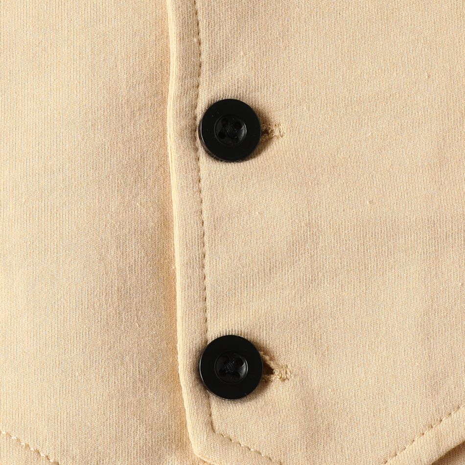 100% Cotton Baby Boy Gentleman Party Outfit Bow Tie Decor Button Front Long-sleeve Jumpsuit ColorBlock big image 5