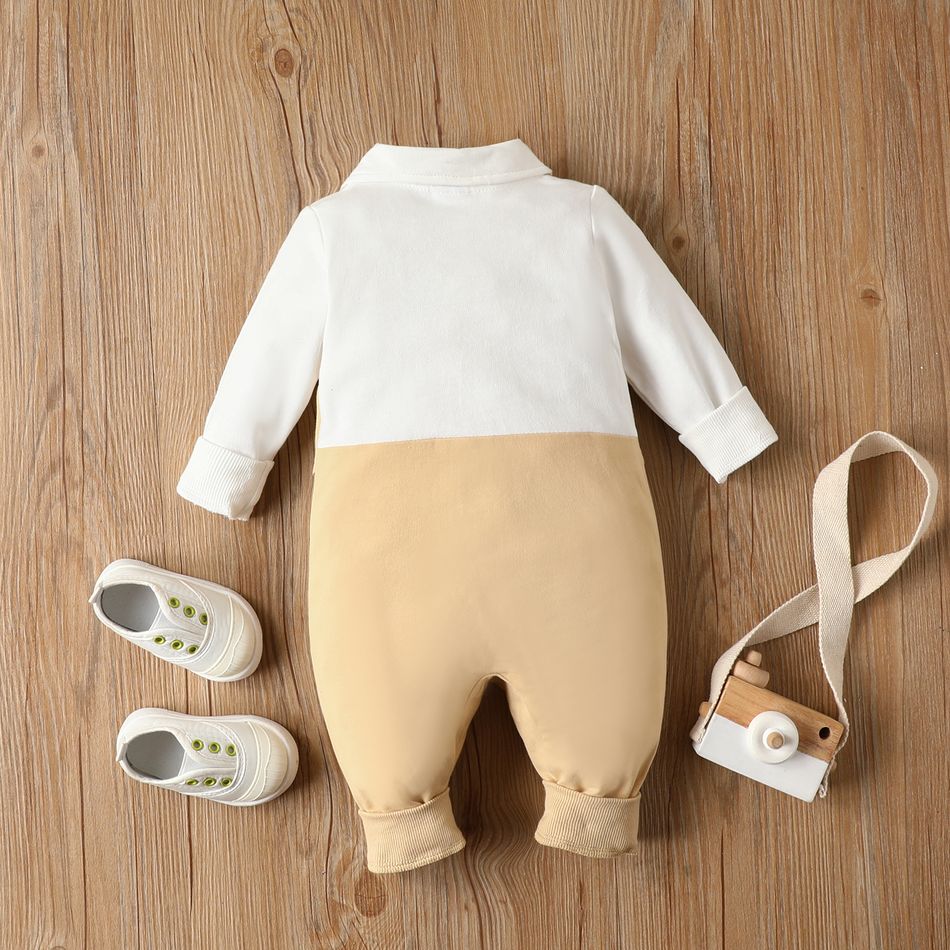 Baby Boy Long-sleeve Gentleman Party Outfits ColorBlock big image 3