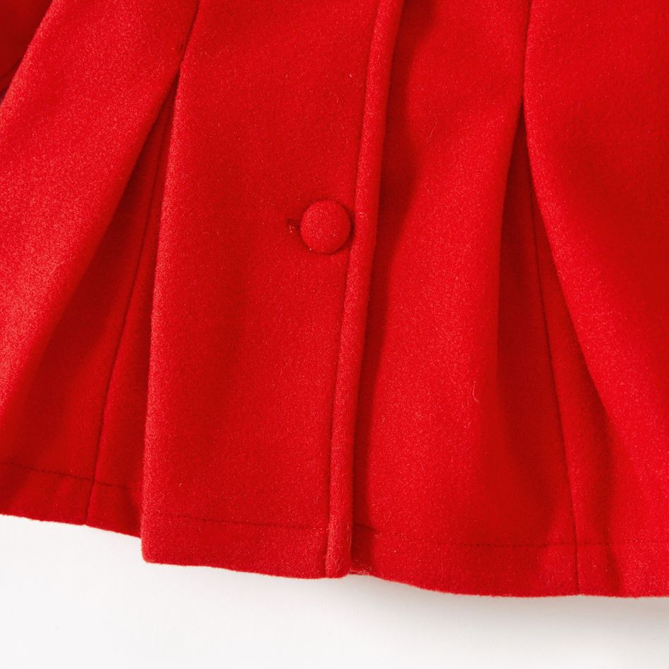 Toddler Girl Sweet Fleece Splice Hooded Red Coat Red big image 4