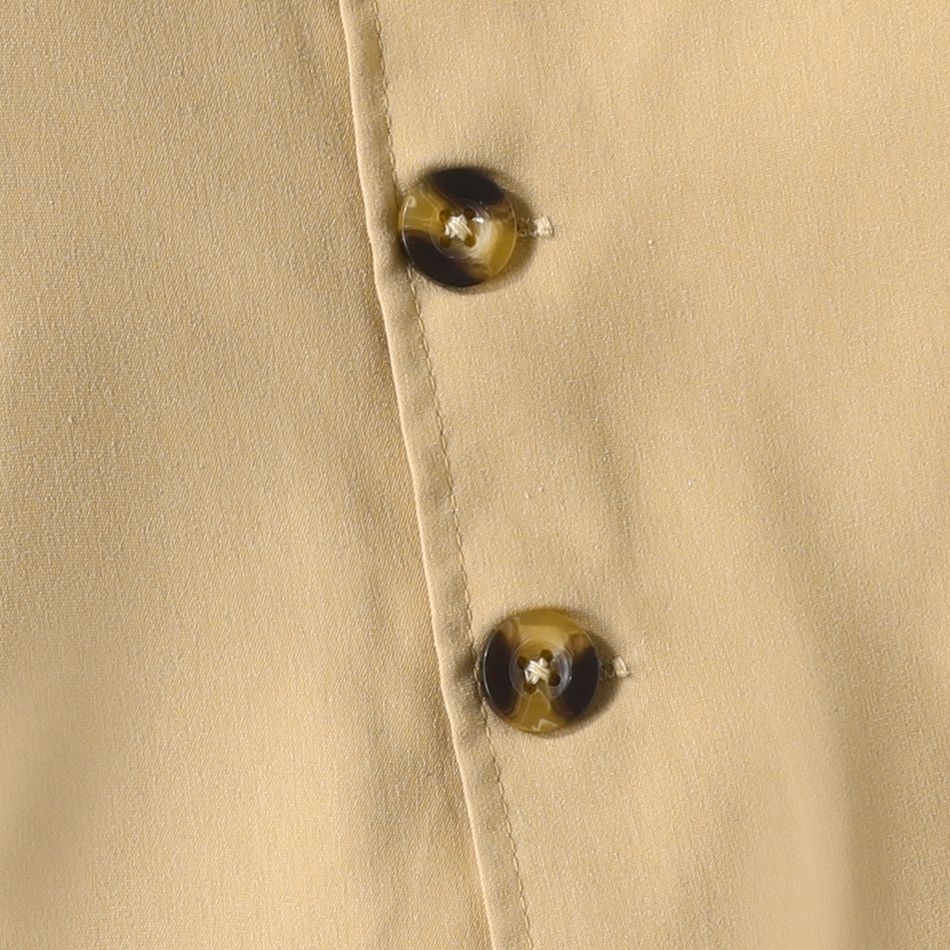 Baby Boy Letter Design Long-sleeve Single Breasted Coat Khaki big image 7
