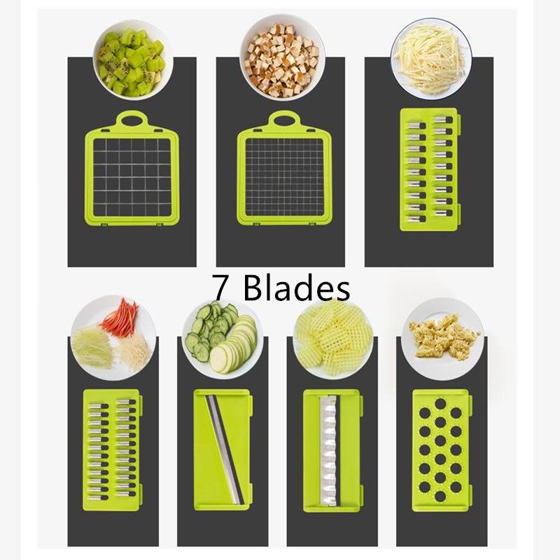 7 Blades Vegetable Chopper Multi Vegetable-Fruit-Cheese-Onion Chopper-Dicer-Kitchen Cutter Dark Grey big image 6