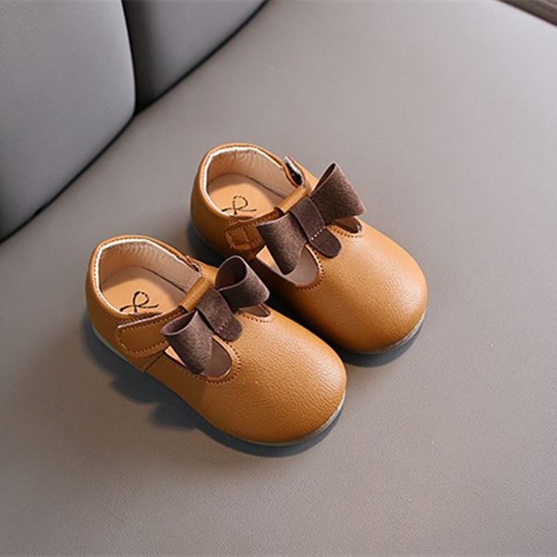 Toddler / Kid Girl Bowknot Solid Magic Stick Casual Sweet Flat Shoes Brown big image 3