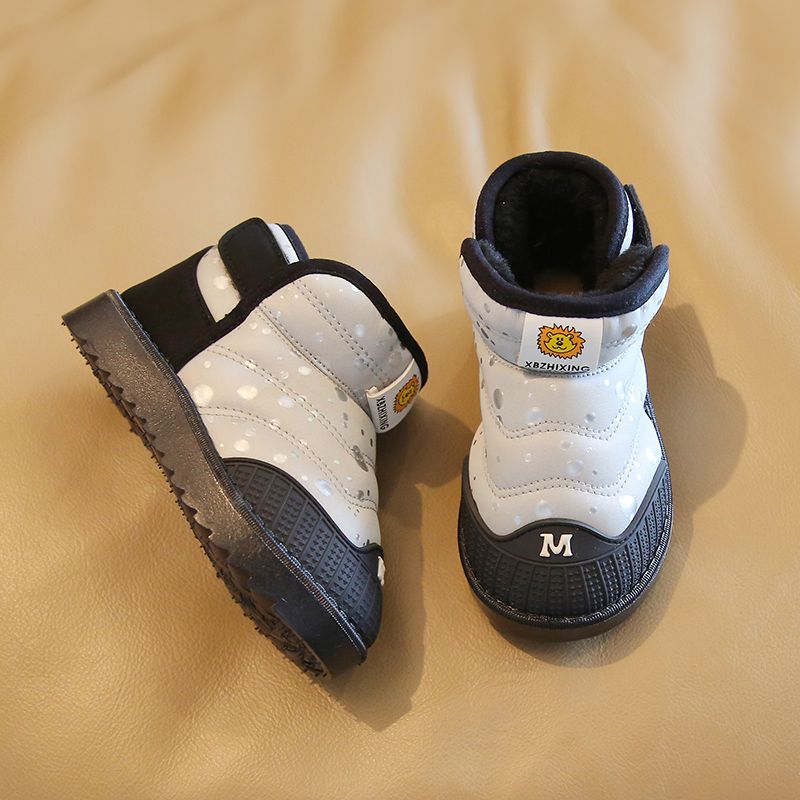 Toddler / Kid Letter Detail Waterproof Warm Snow Boots Silver big image 1