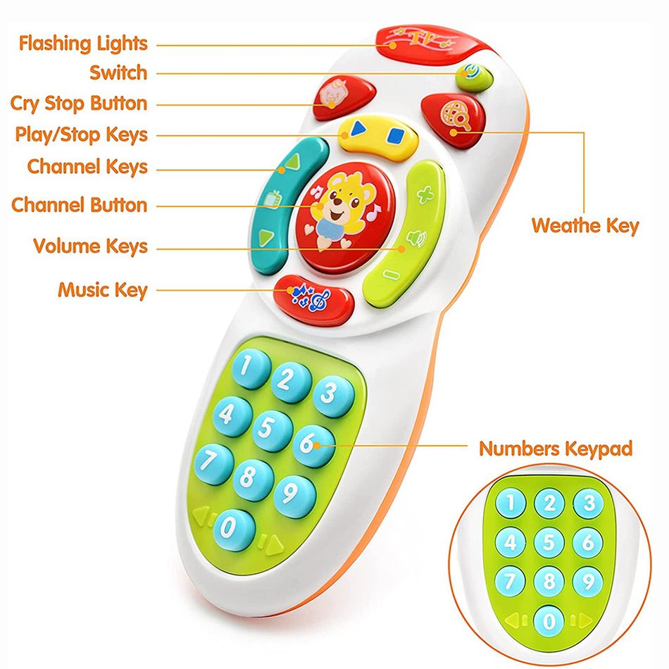 Musical TV Remote Control Toy with Light and Sound Early Education Learning Remote Toy Multi-color big image 4