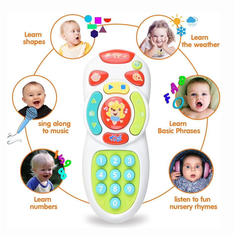 Musical TV Remote Control Toy with Light and Sound Early Education Learning Remote Toy Multi-color big image 5