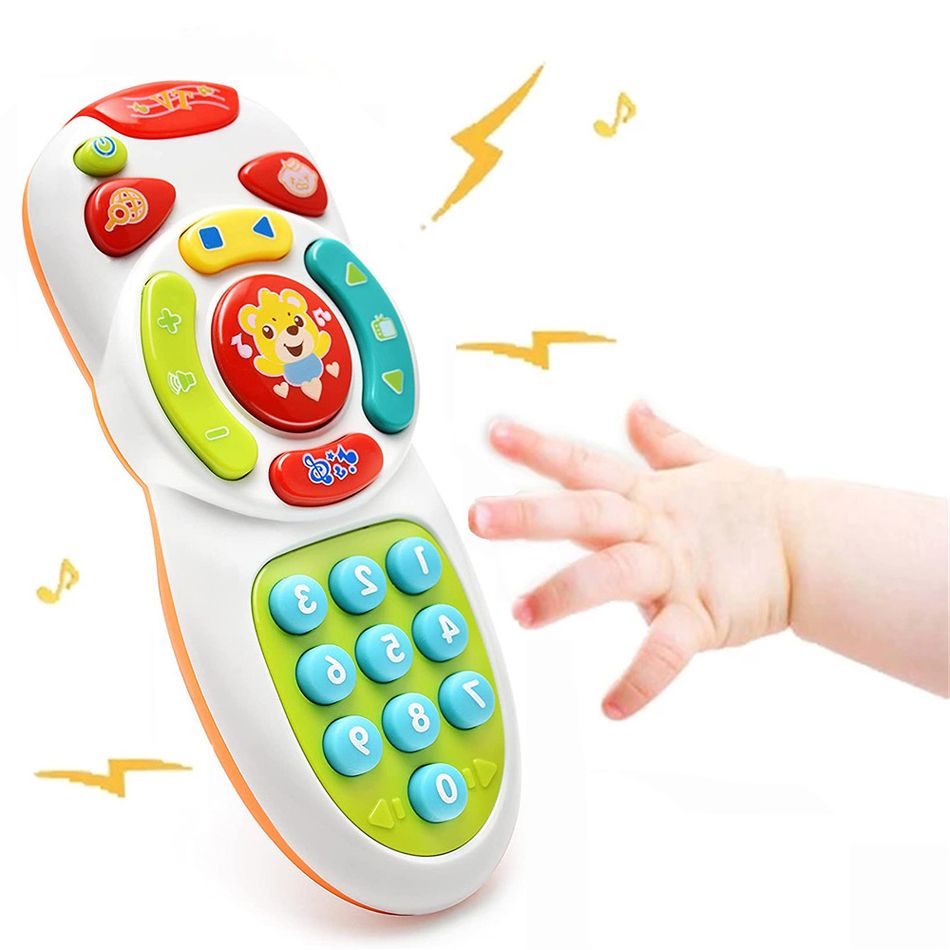 brinquedo de controle remoto de tv musical com luz e som educação infantil brinquedo remoto Multicolorido