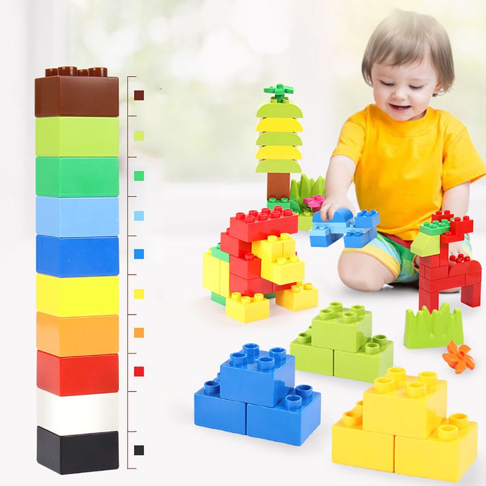 Blocos de 140 peças diy grande tamanho grande com mais de 3 anos de idade brincam brinquedos educativos para construção de cidade brinquedos para crianças modelo blocos diy (cor aleatória) Multicolorido