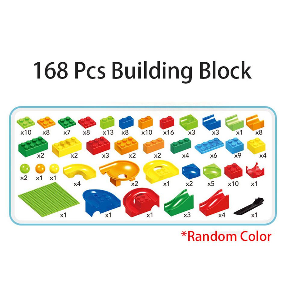Pacote de 168 blocos de construção para crianças, blocos de trilha, corrida de mármore, labirinto, bola, conjunto, montar, tijolos deslizantes, brinquedos, presente colorido big image 6