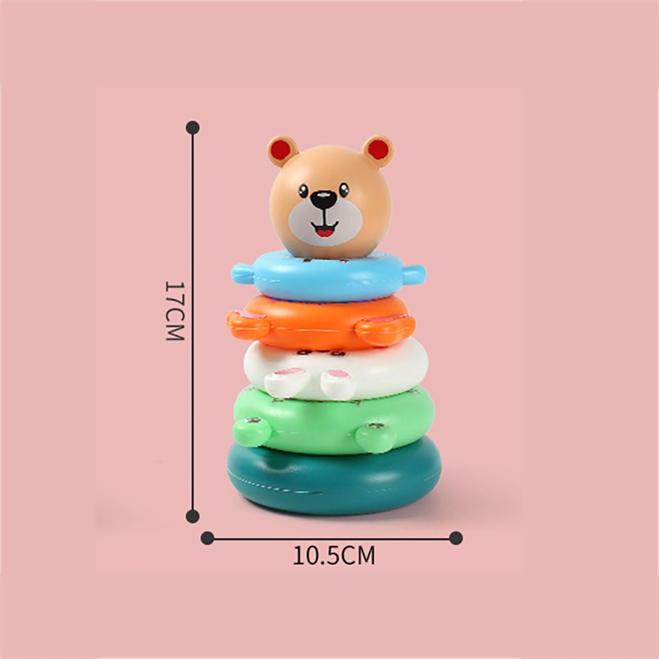 Rainbow Animal Tower Stacking Circle Nesting Circle Toy Baby Early Childhood Education Puzzle Ring Toy Kids Toys Colorful big image 3