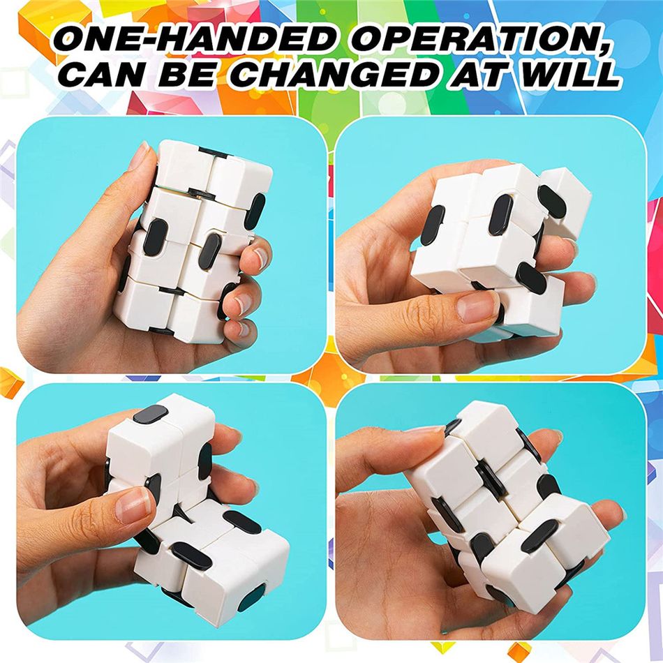 infinity cube fidget sensory toy new mini hand held puzzle cube toy magic puzzle flip toy for kids adult الإجهاد القلق الإغاثة و adhd finger cube and office desk gadget gift for kill time أبيض big image 3