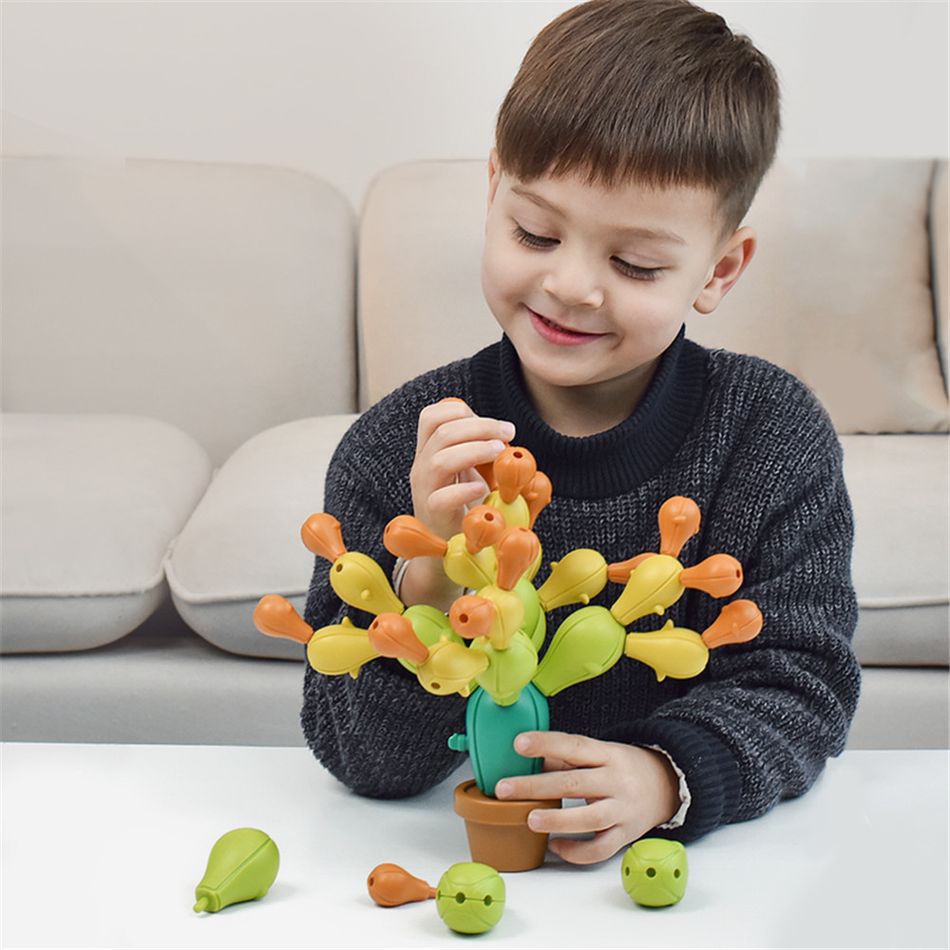 DIY Balancing Cactus Toy Removable Building Blocks Stacking Educational Activity Puzzles Montessori Toys Multi-color big image 2