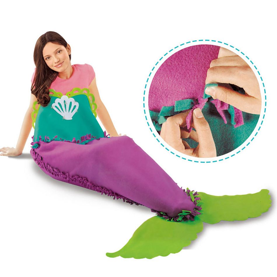 Knot A Mermaid Knot A Blanket Quilt Making Kit Knot Stitch Handmade Weaving Set Kids Art and Craft Activity Purple big image 2