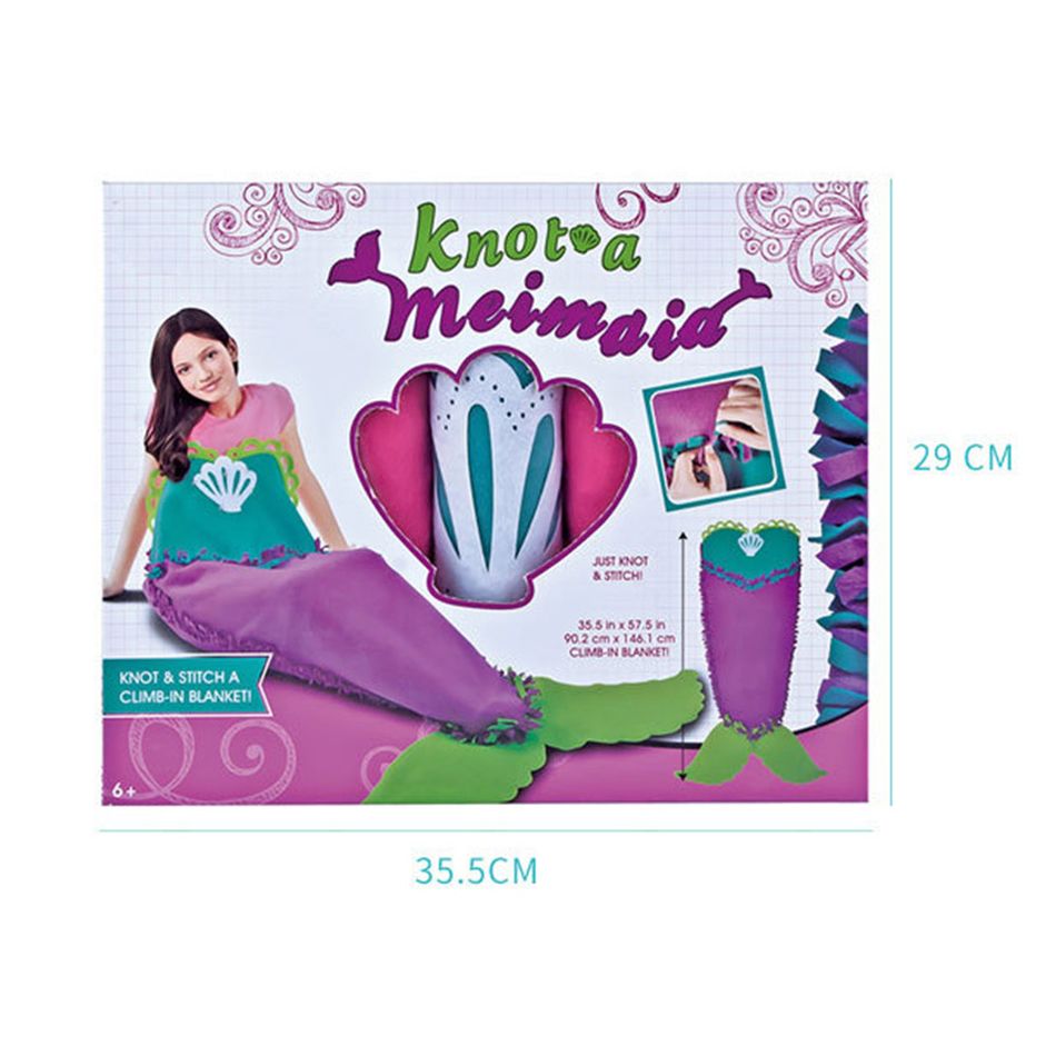 Knot A Mermaid Knot A Blanket Quilt Making Kit Knot Stitch Handmade Weaving Set Kids Art and Craft Activity Purple big image 3