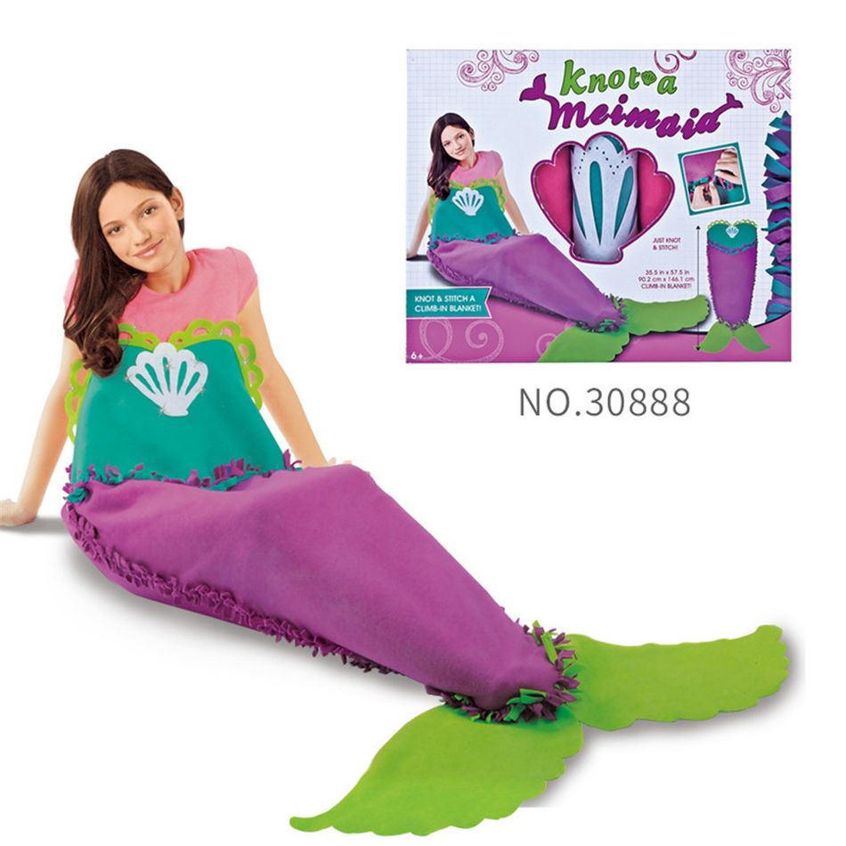 Knot A Mermaid Knot A Blanket Quilt Making Kit Knot Stitch Handmade Weaving Set Kids Art and Craft Activity Purple big image 1