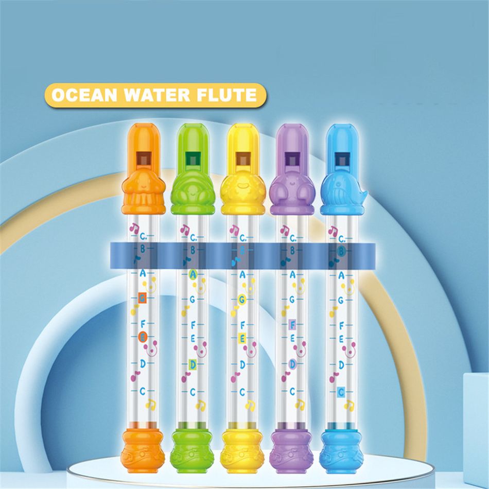 5pcs/set Water Flutes Music Song Sheets Instruments Kids Fun Bath Toy Ocean Water Flutes Multi-color big image 4