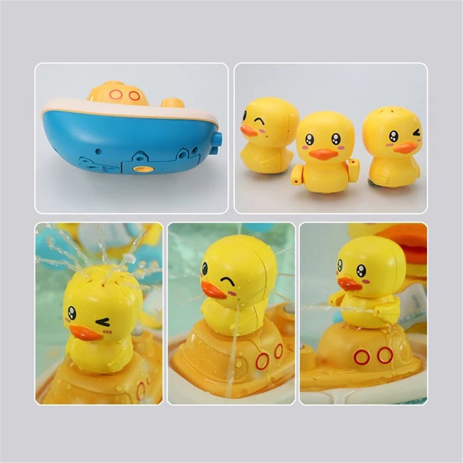 Baby Bath Toys Bathtub Toy Electric Duck Spray Water Floating Shower Bathing Game Bathtub Faucet Sprinkler Toy Yellow big image 3