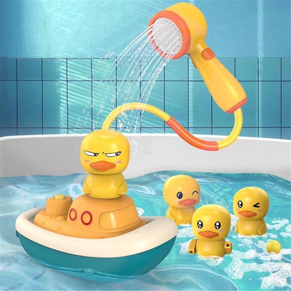 Baby Bath Toys Bathtub Toy Electric Duck Spray Water Floating Shower Bathing Game Bathtub Faucet Sprinkler Toy Yellow big image 6