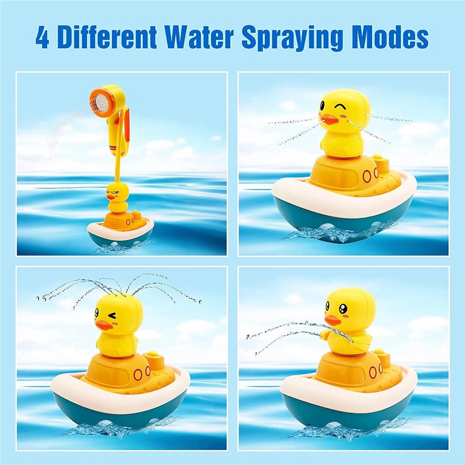 Baby Bath Toys Bathtub Toy Electric Duck Spray Water Floating Shower Bathing Game Bathtub Faucet Sprinkler Toy Yellow big image 7