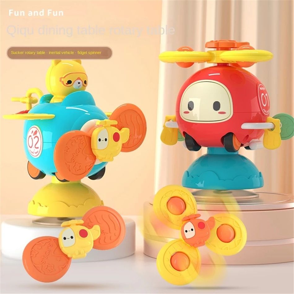 Kids Rotating Suction Cup Detachable Colorful Airplane Fidget Spinner Sensory Toy (One toy with one fan blade, the fan blade and suction cup have random colors) Green big image 6