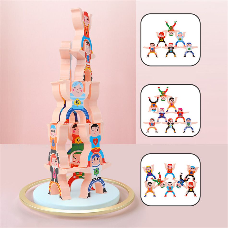 16-pack Kids Stacking Balancing Block Building Toy Play Kits Montessori Early Educational Puzzle Game (Stickers Random) Multi-color big image 3
