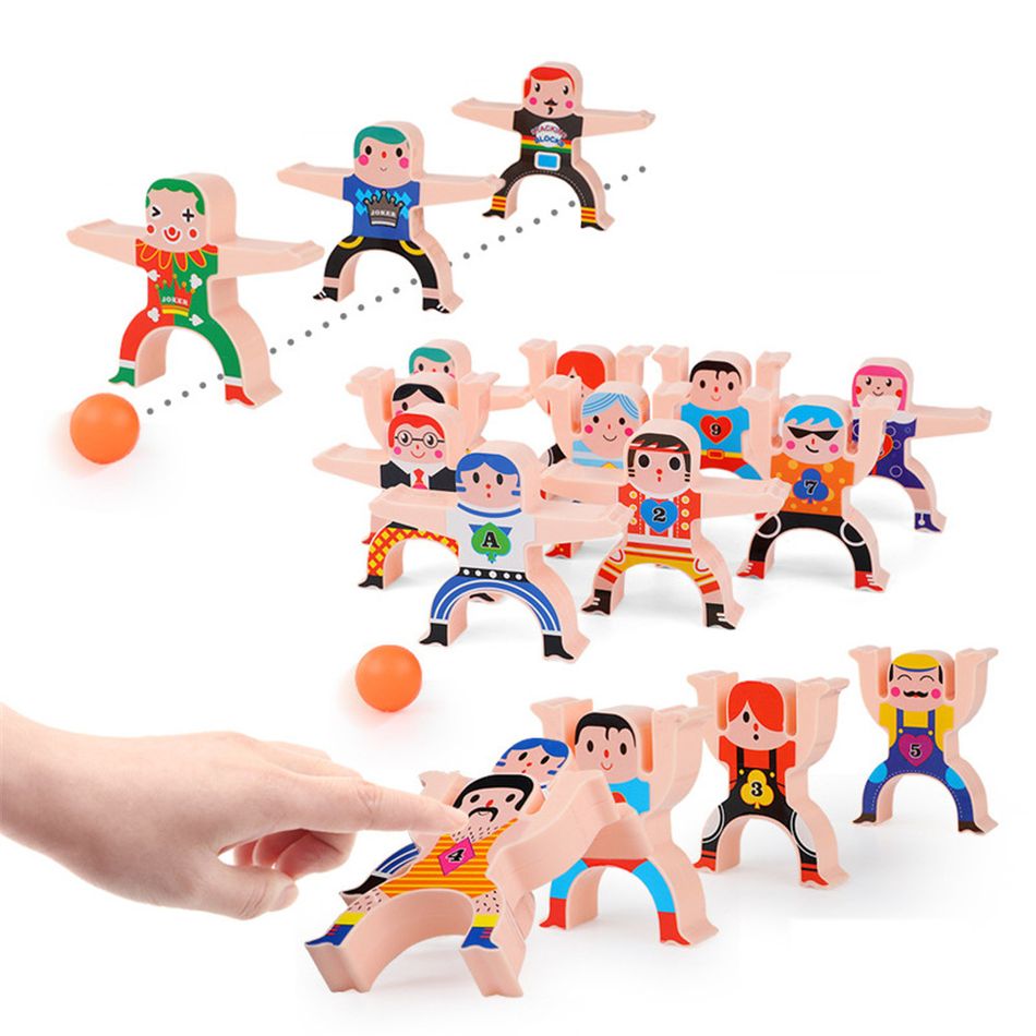 16-pack Kids Stacking Balancing Block Building Toy Play Kits Montessori Early Educational Puzzle Game (Stickers Random) Multi-color big image 5