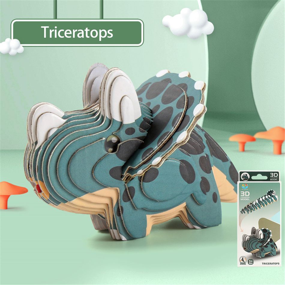 3D Paper Animal Dinosaur Jigsaw Puzzle DIY Kit Premium Cardboard Models Kids Crafts Gift Green