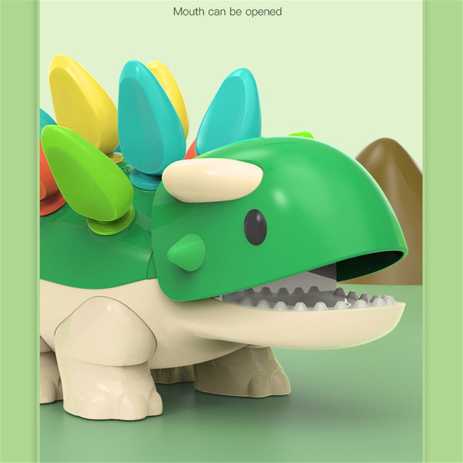 Brinquedo de dinossauro motor fino para crianças brinquedo classificador de correspondência de dinossauro para coordenação motora mão-olho e desenvolvimento de habilidades de contagem e reconhecimento de cores brinquedos de aprendizagem montessori Verde big image 2