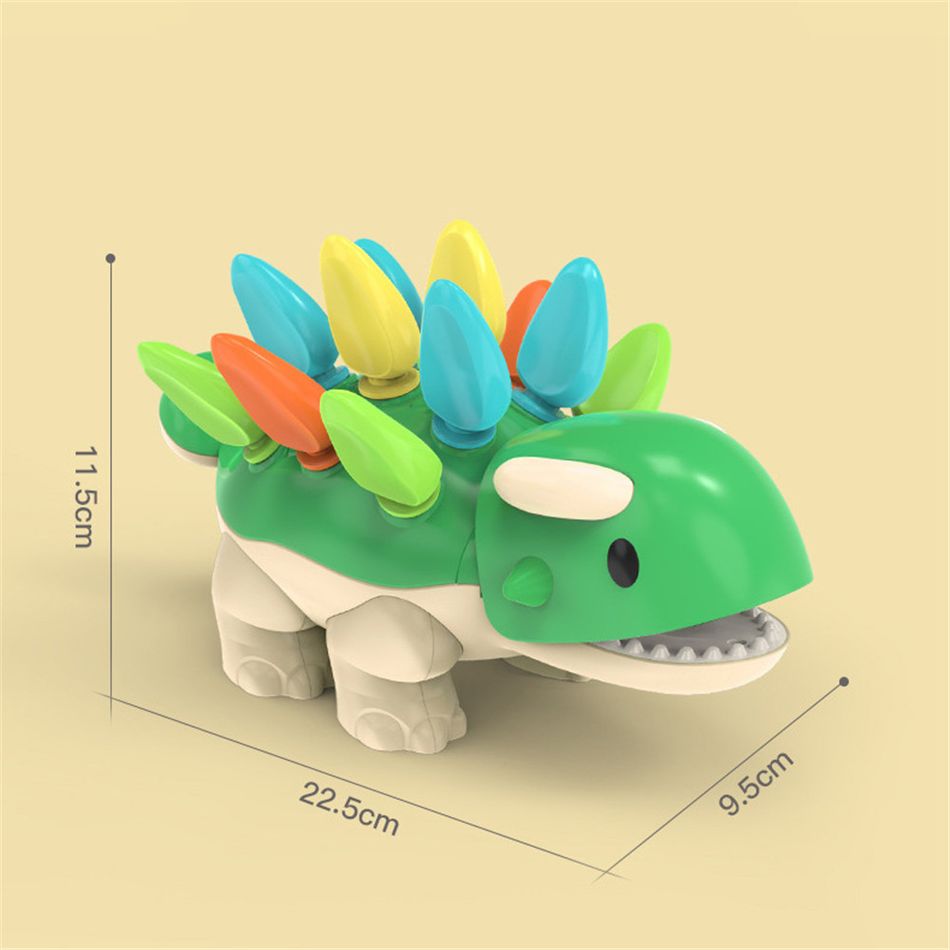 Brinquedo de dinossauro motor fino para crianças brinquedo classificador de correspondência de dinossauro para coordenação motora mão-olho e desenvolvimento de habilidades de contagem e reconhecimento de cores brinquedos de aprendizagem montessori Verde big image 4