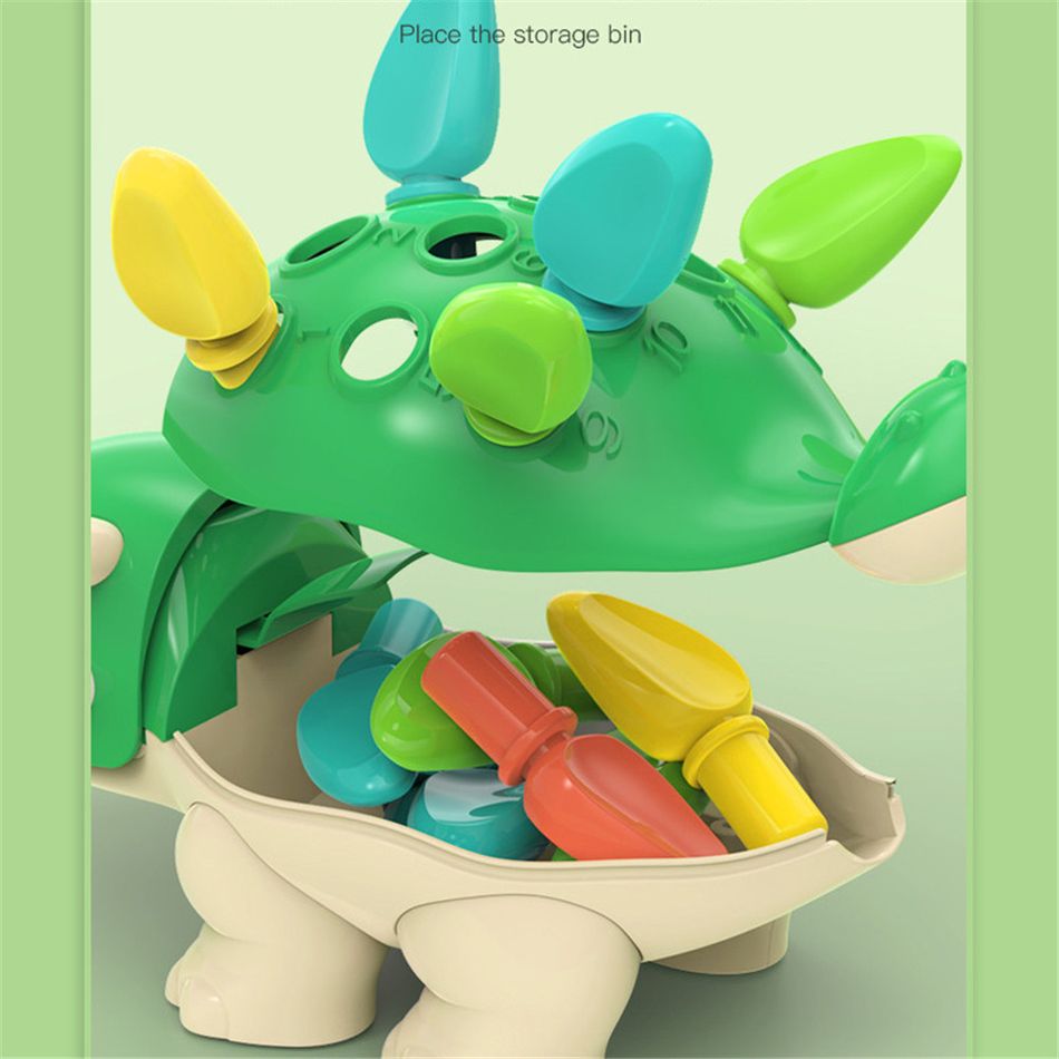 Fine Motor Dinosaur Toy Kids Dinosaur Matching Sorter Toy for Motor Hand-Eye Coordination & Counting & Color Recognition Skills Development Montessori Learning Toys Green big image 6