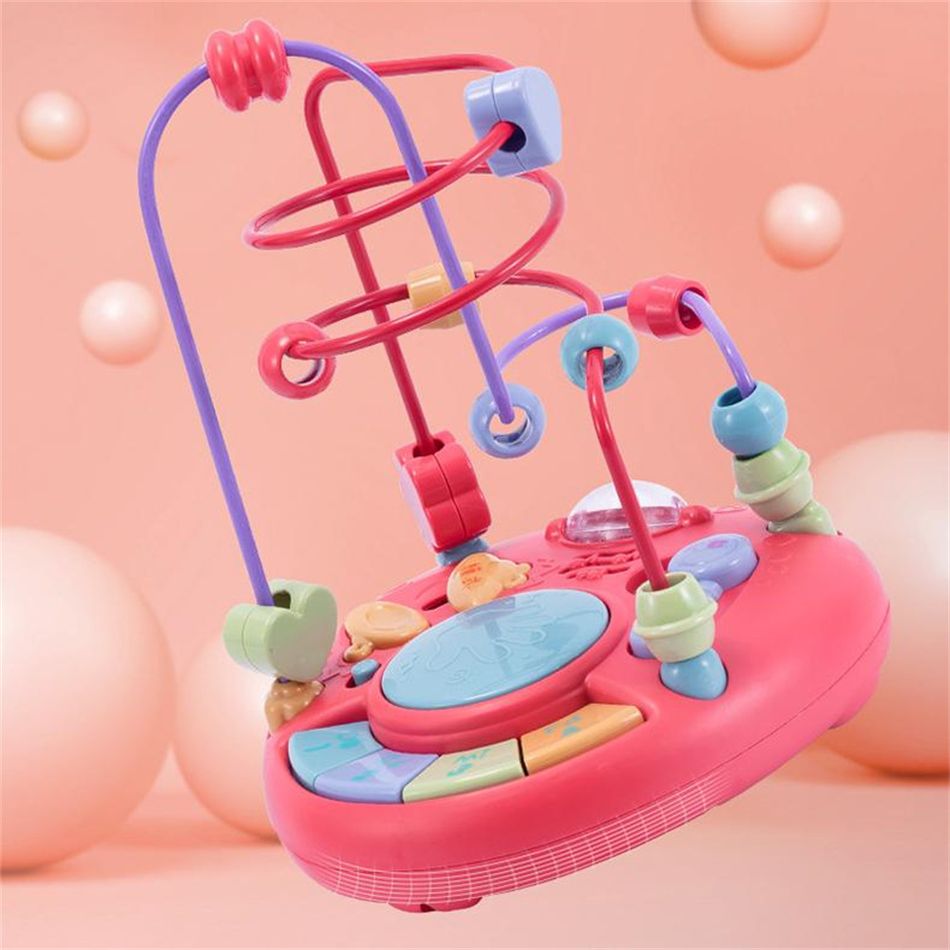Bead Maze Toys Acoustooptic Toys Maze Circle Around Bead Skill Improvement Toy with Sounds and Drum Color-A big image 1