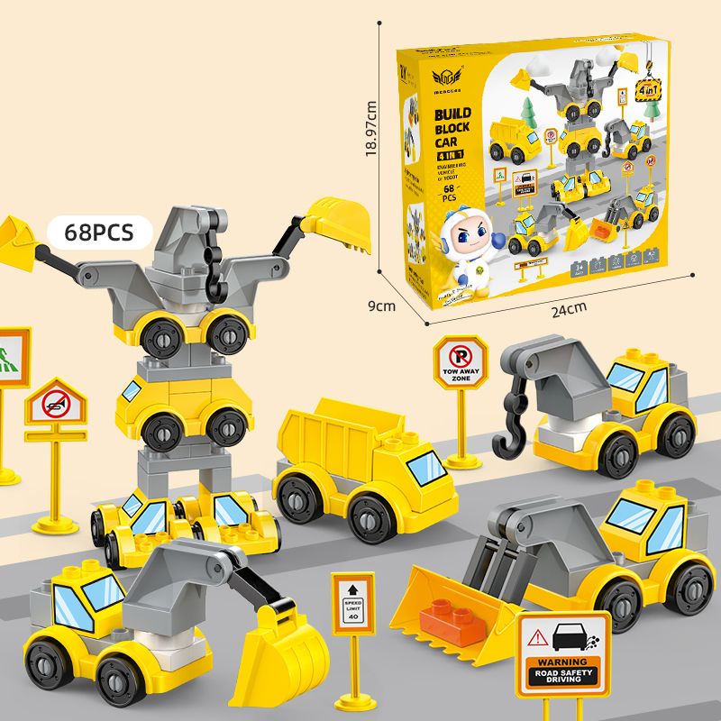 Building Blocks Car Set Big Size Building Blocks Crane Truck Engineering Vehicle City Vehicle Toy Model Color-A big image 1