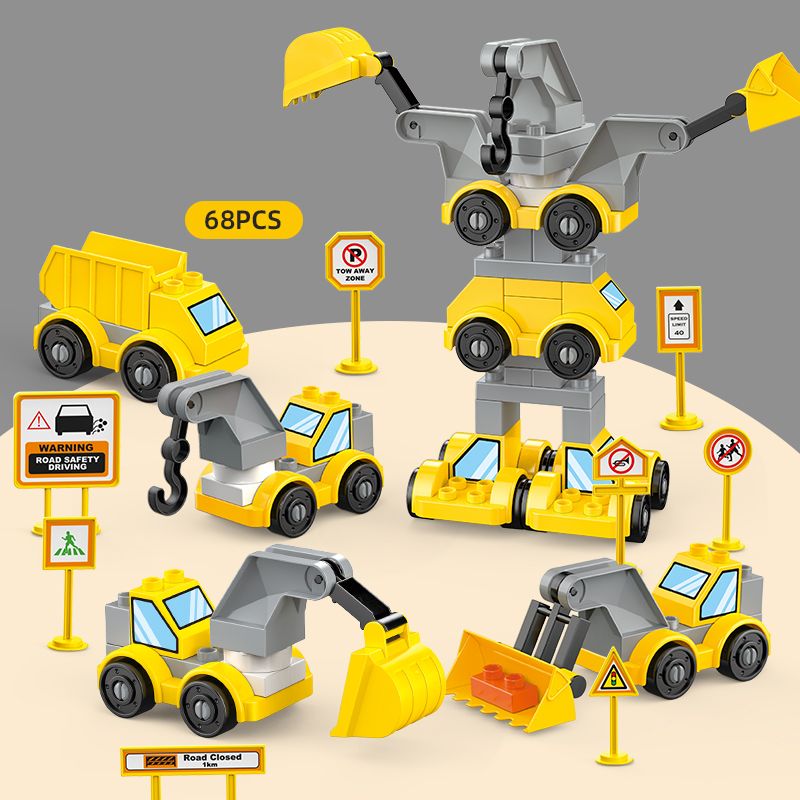 Building Blocks Car Set Big Size Building Blocks Crane Truck Engineering Vehicle City Vehicle Toy Model Color-A big image 2