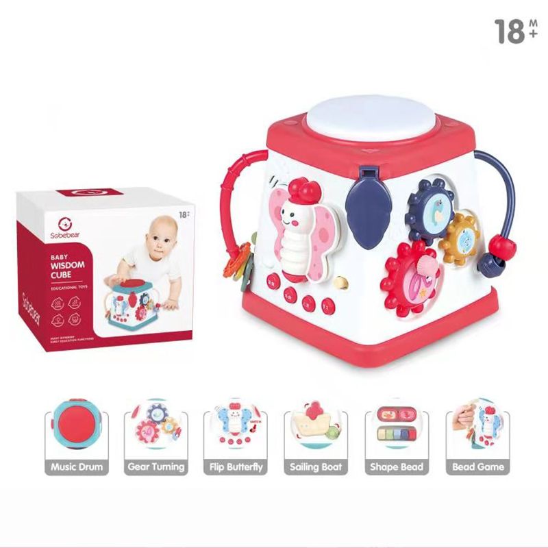 Baby Activity Cube Toy Early Learning Infant Sensory Toys Musical Activity Cube for 18 Months+ for Girls Boys Color-A