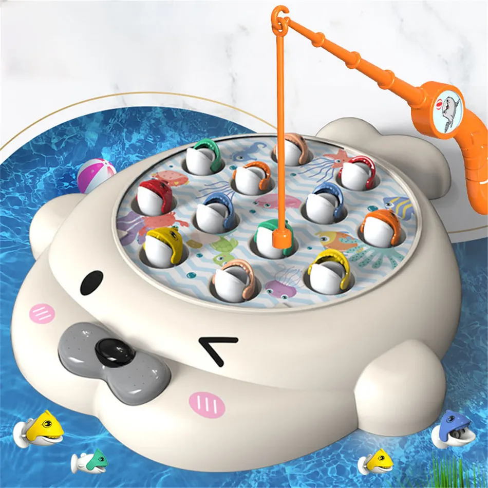 Fishing Game Play Set Includes 12 Fish and 2 Fishing Poles Color Recognition Fine Motor Skill Training Gifts for Boys Girls Color-A big image 5