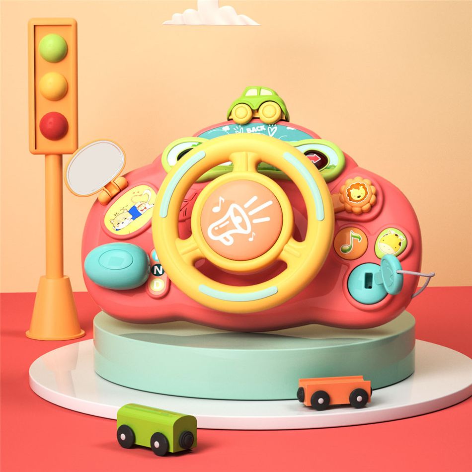 Toddler Steering Wheel Toy with lights and sounds Simulate Driving Car Cartoon Driving Steering Wheel Toy Color-A big image 2
