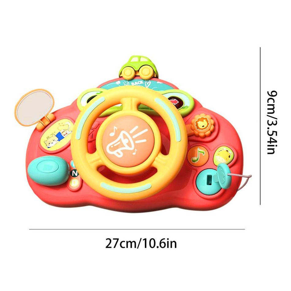 Toddler Steering Wheel Toy with lights and sounds Simulate Driving Car Cartoon Driving Steering Wheel Toy Color-A big image 3