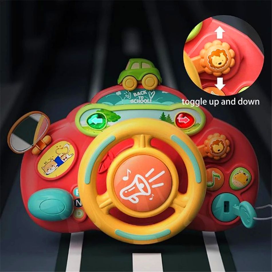 Toddler Steering Wheel Toy with lights and sounds Simulate Driving Car Cartoon Driving Steering Wheel Toy Color-A big image 4